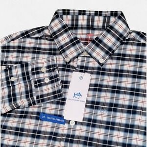 Southern Tide Boys Coastal Passage Stretch Shirt Size XL (16) Plaid NWT $69.00